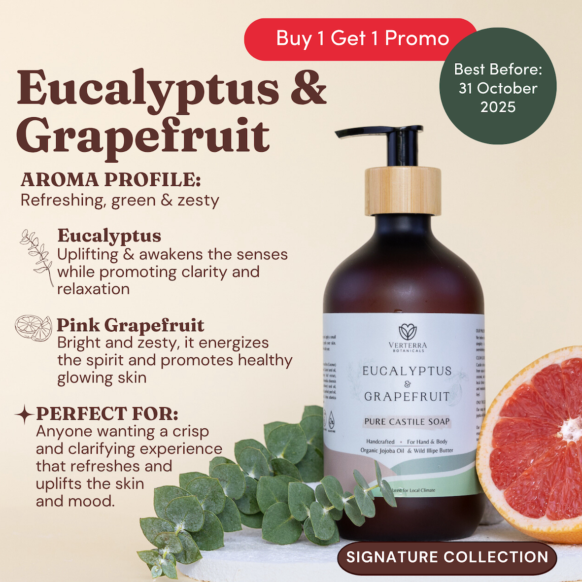 CASTILE HAND & BODY WASH 500ml | Eucalyptus & Grapefruit